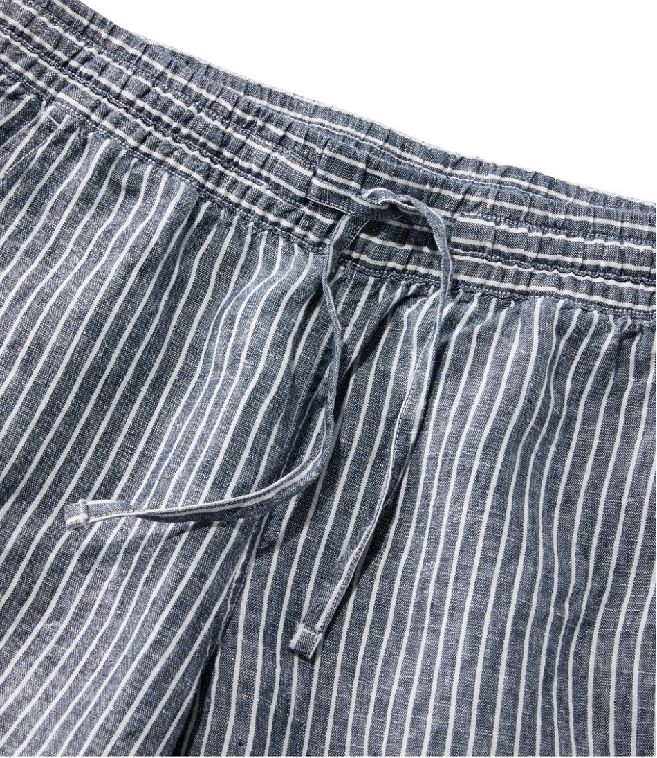 Women's Premium Linen Pull-On Ankle Pants, Mid-Rise Tapered-Leg Stripe | L.L.Bean