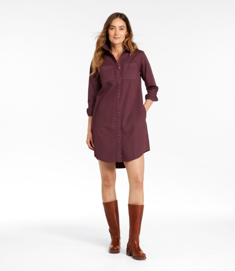 Women's L.L. Bean Heritage Washed Denim Shirt Dress, Garment-Dye | L.L.Bean