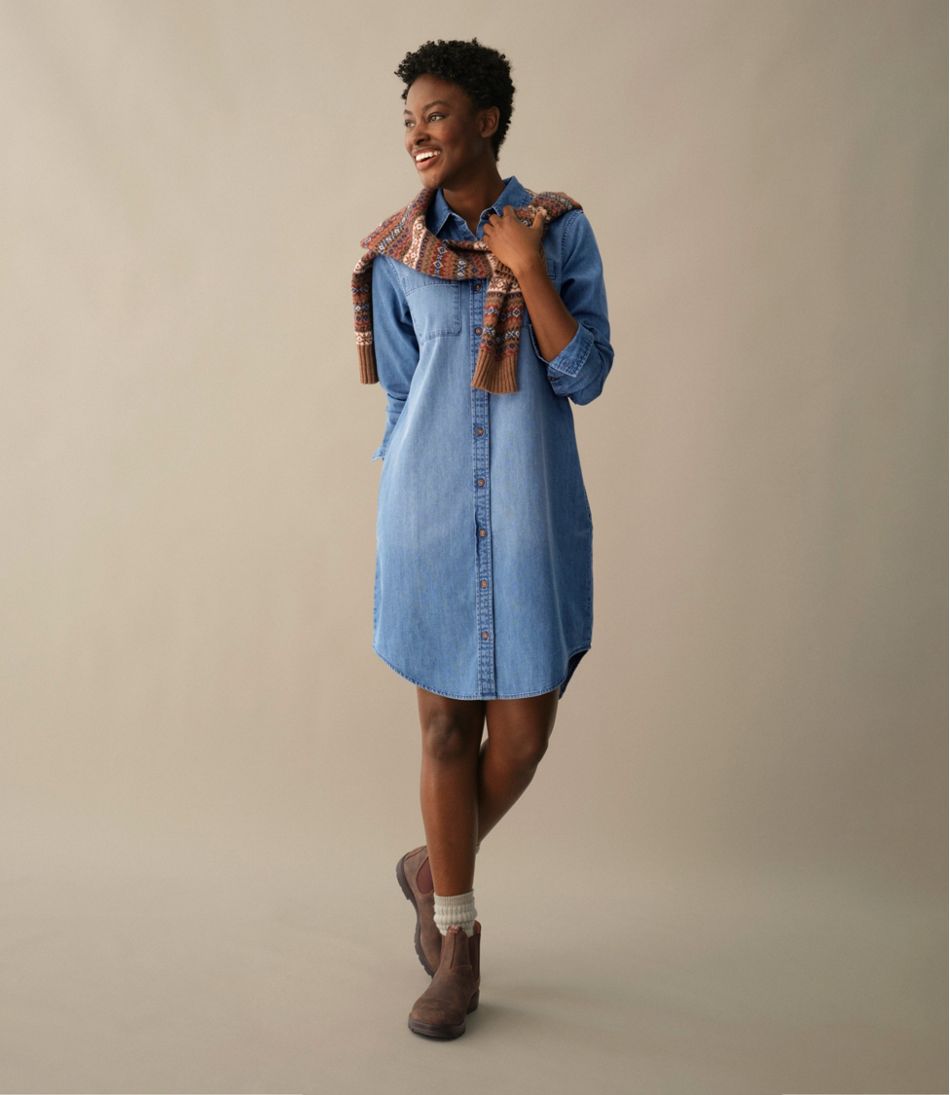 Women's L.L. Bean Heritage Washed Denim Shirt Dress | L.L.Bean
