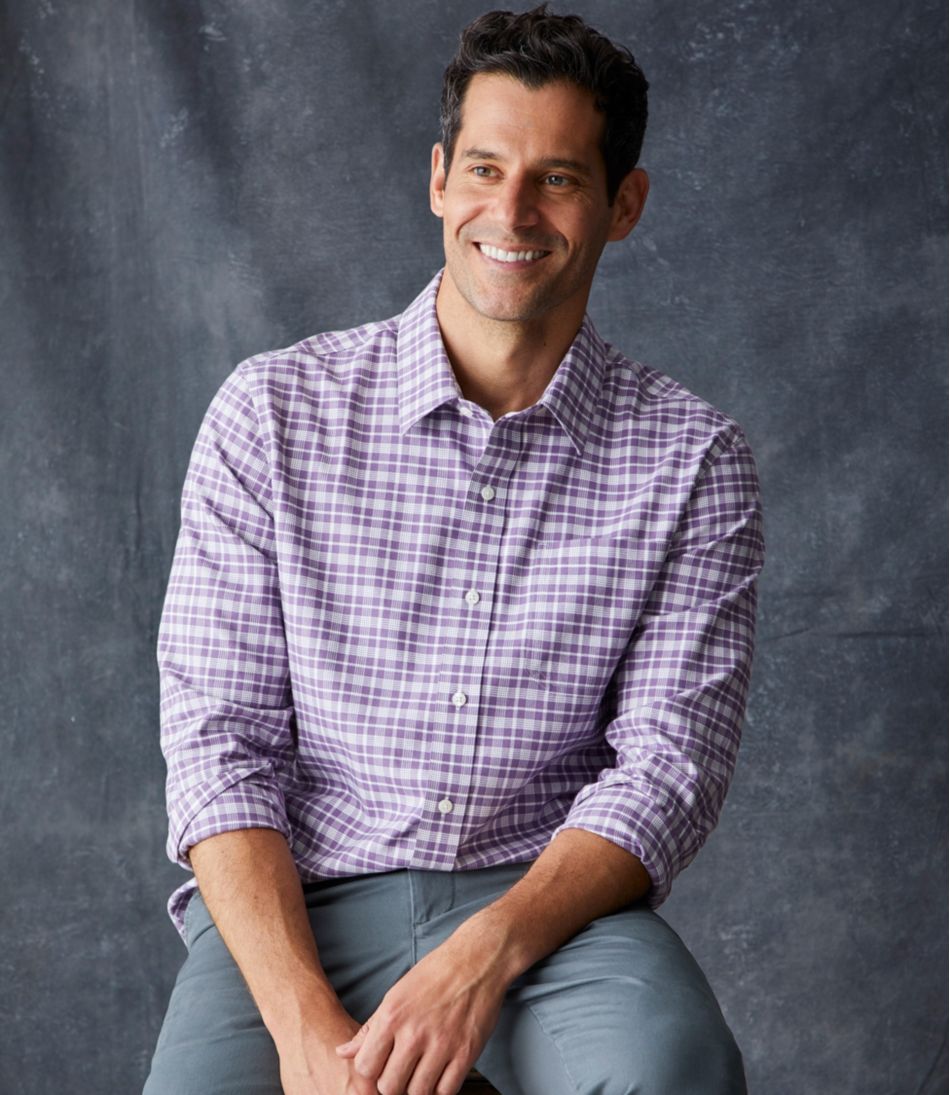 Men's Wrinkle-Free Ultrasoft Brushed Cotton Shirt, Long-Sleeve, Slightly Fitted Untucked Fit | L.L.Bean