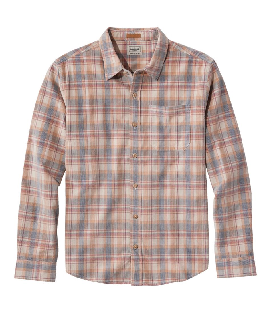 Men's Sunwashed Corduroy Shirt, Slightly Fitted Untucked Fit, Plaid | L.L.Bean