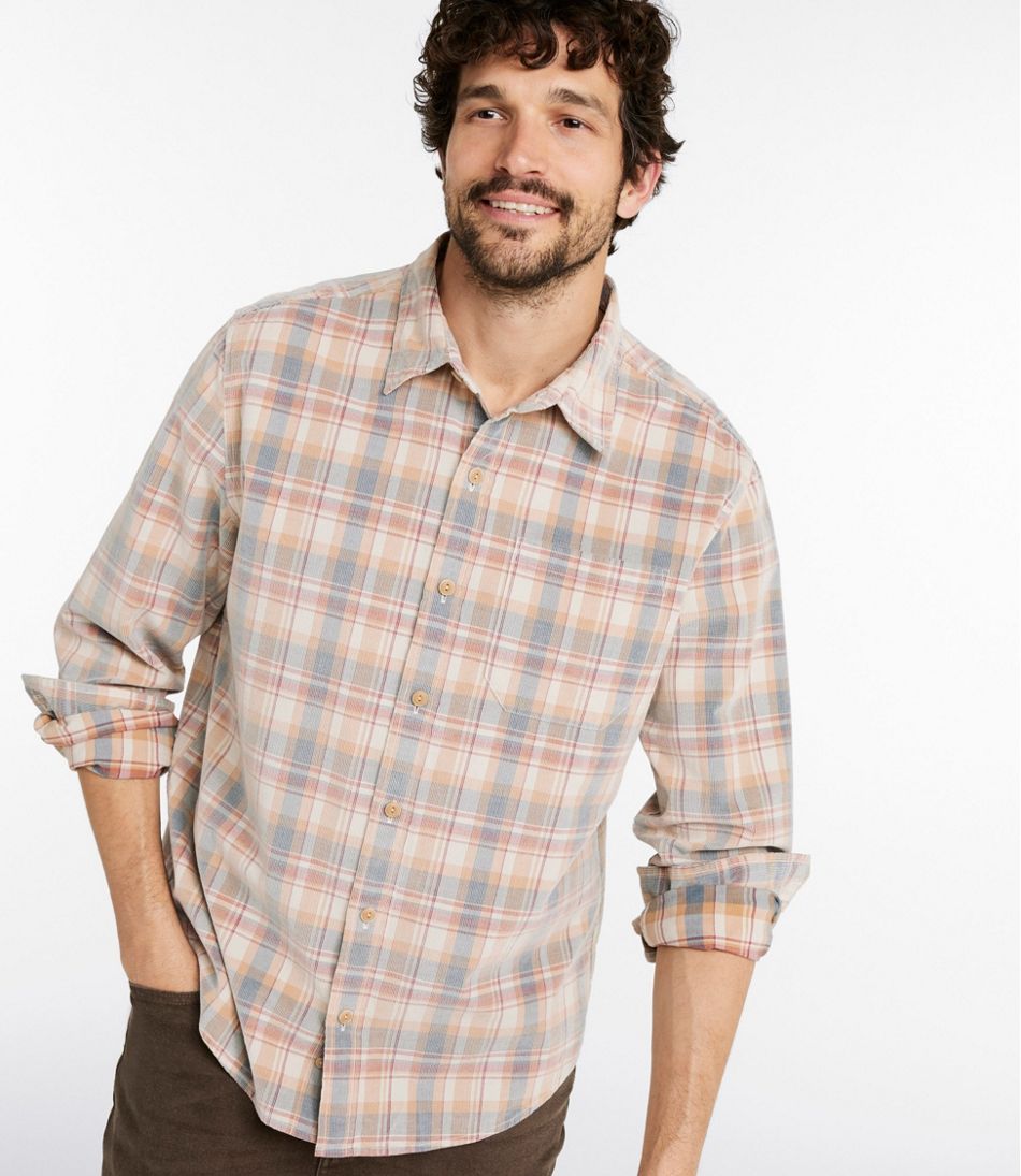Men's Sunwashed Corduroy Shirt, Slightly Fitted Untucked Fit, Plaid | L.L.Bean