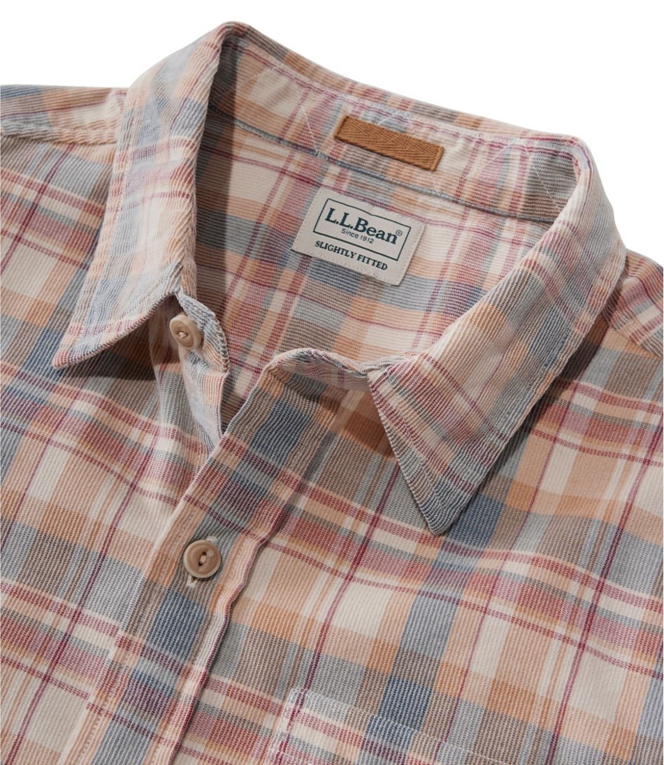 Men's Sunwashed Corduroy Shirt, Slightly Fitted Untucked Fit, Plaid | L.L.Bean