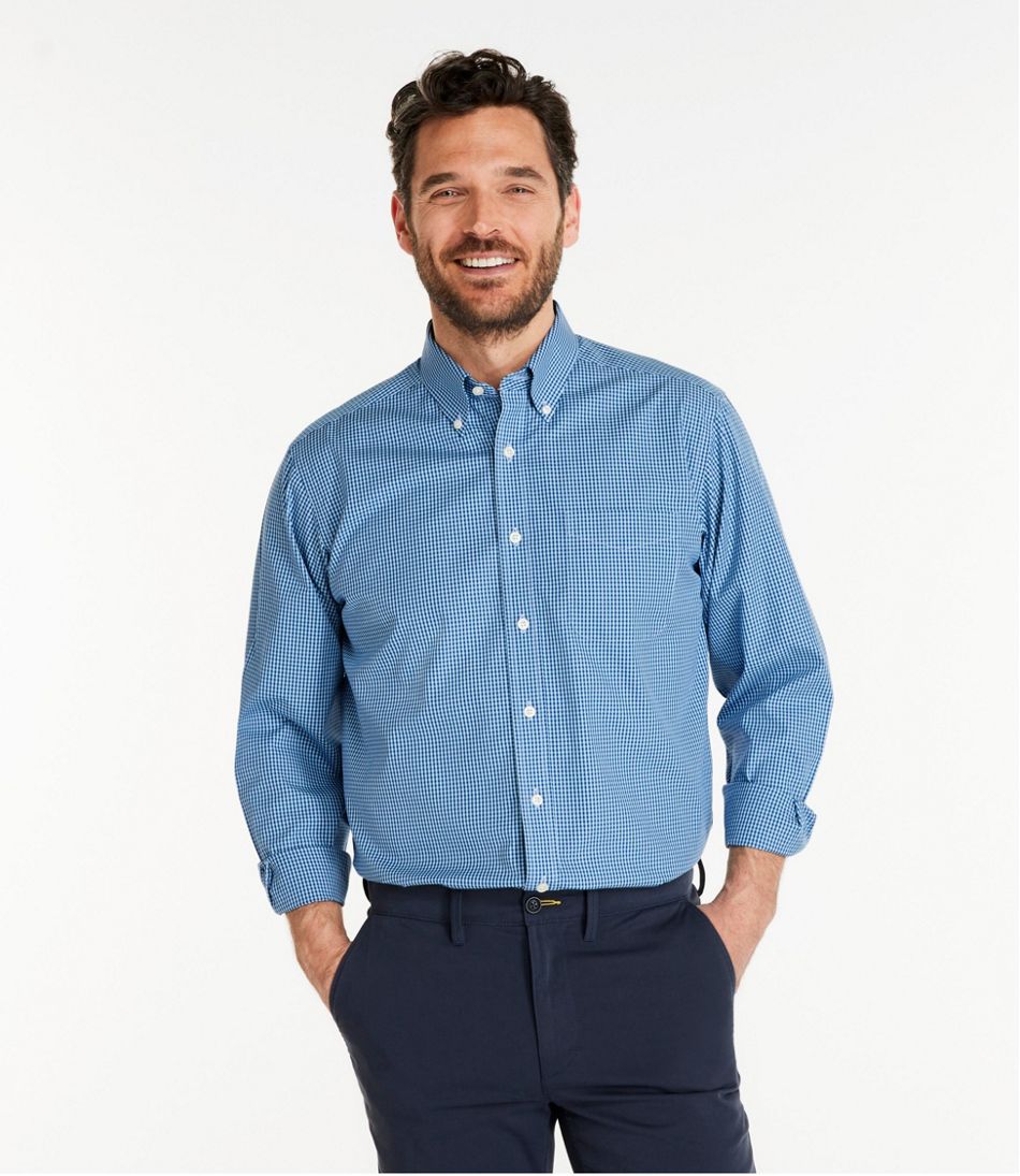 Men's Wrinkle-Free Pinpoint Oxford Cloth Shirt, Traditional Fit Tattersall | L.L.Bean