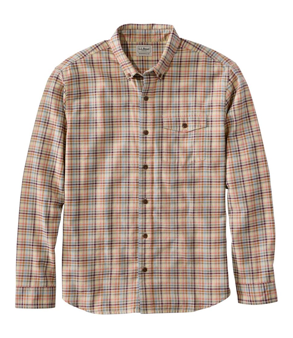 Men's Brushed Jaspé Twill Shirt, Plaid, Traditional Untucked Fit | L.L.Bean