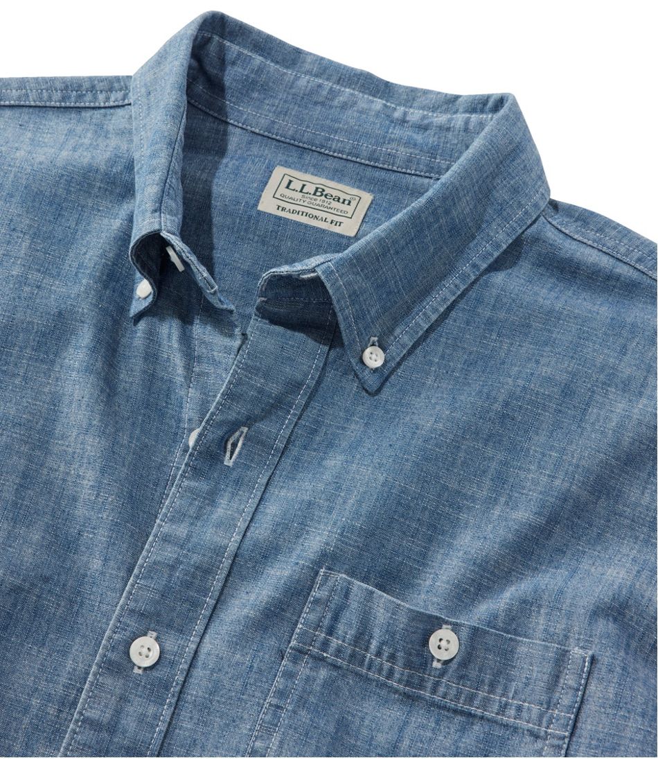 Men's Comfort Stretch® Chambray Shirt, Traditional Untucked Fit, Long-Sleeve | L.L.Bean