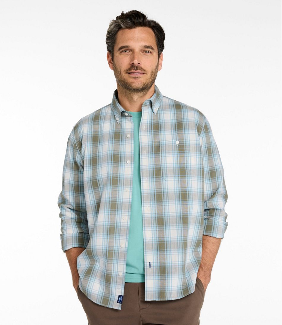 Men's Comfort Stretch® Chambray Shirt, Traditional Untucked Fit, Long-Sleeve, Print | L.L.Bean
