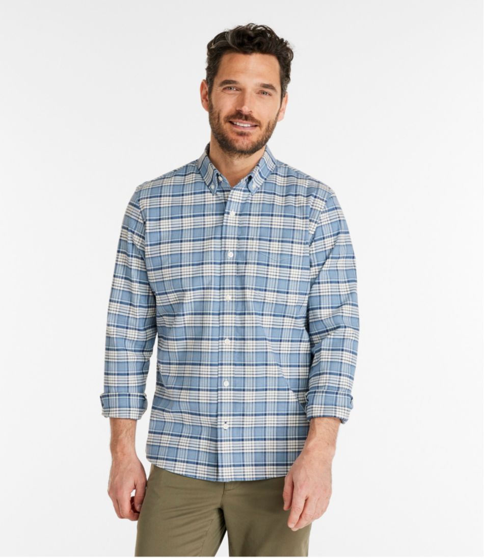 Men's Comfort Stretch® Oxford Shirt, Slightly Fitted Untucked Fit, Plaid | L.L.Bean