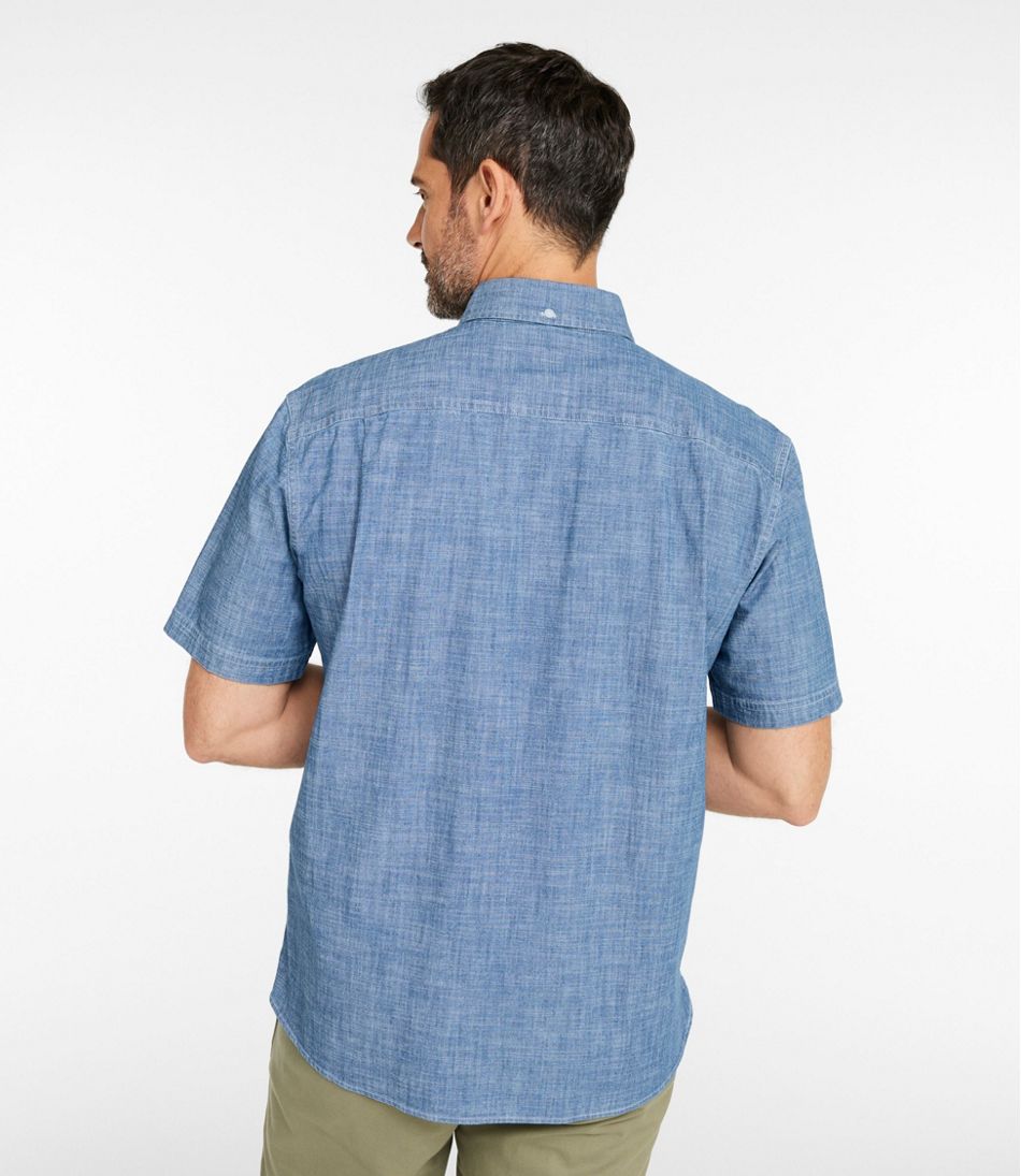 Men's Comfort Stretch® Chambray Shirt, Traditional Untucked Fit, Short-Sleeve | L.L.Bean