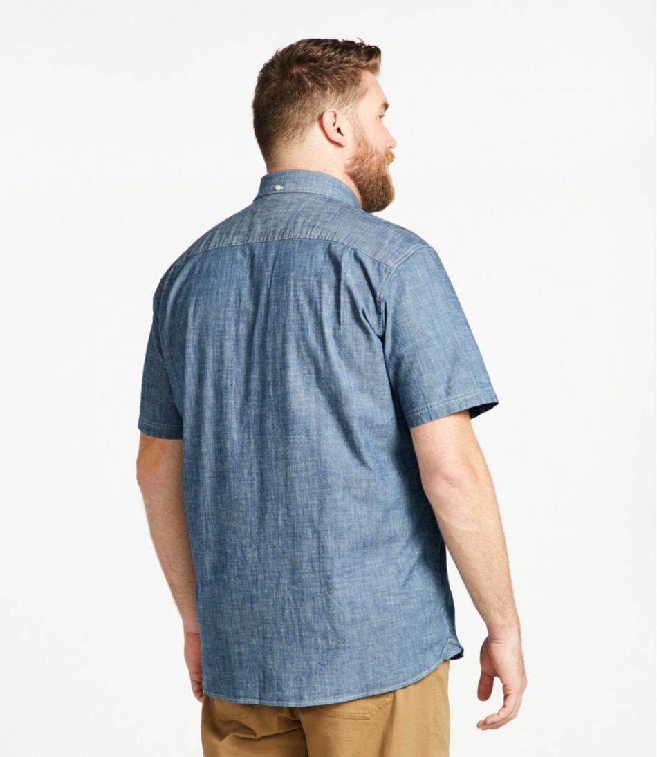 Men's Comfort Stretch® Chambray Shirt, Traditional Untucked Fit, Short-Sleeve | L.L.Bean