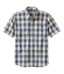 Men's Comfort Stretch® Chambray Shirt, Traditional Untucked Fit, Short-Sleeve, Plaid | L.L.Bean