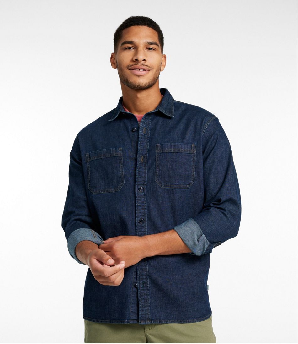 Men's BeanFlex® Denim Shirt, Traditional Untucked Fit | L.L.Bean
