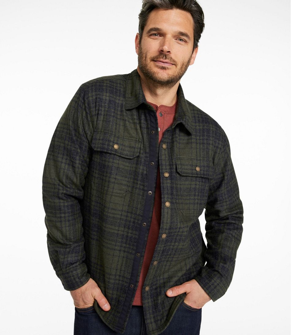 Men's Maine Guide Lightweight Lined Wool Field Shirt, Plaid | L.L.Bean