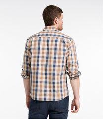 Men's Comfort Stretch® Chambray Shirt, Long-Sleeve, Slightly Fitted Untucked Fit, Plaid | L.L.Bean