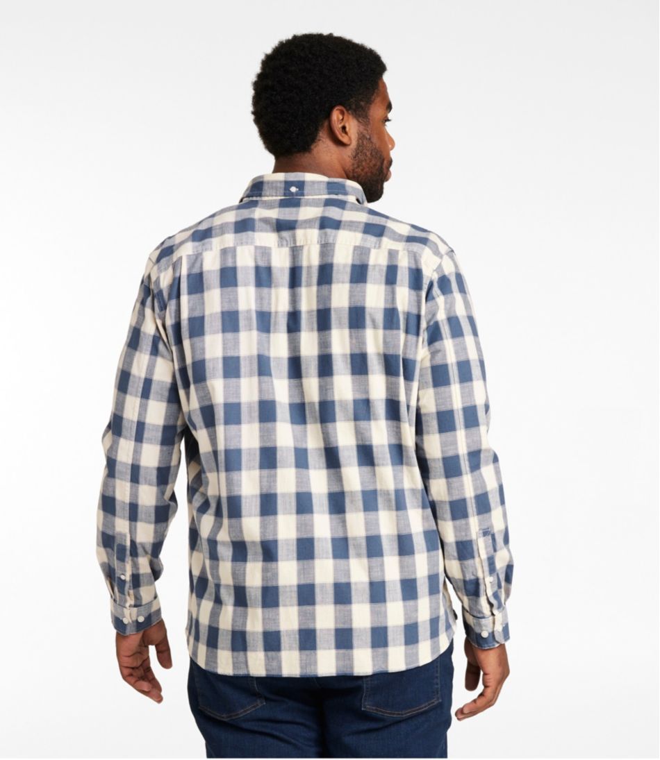 Men's Comfort Stretch® Chambray Shirt, Long-Sleeve, Slightly Fitted Untucked Fit, Plaid | L.L.Bean