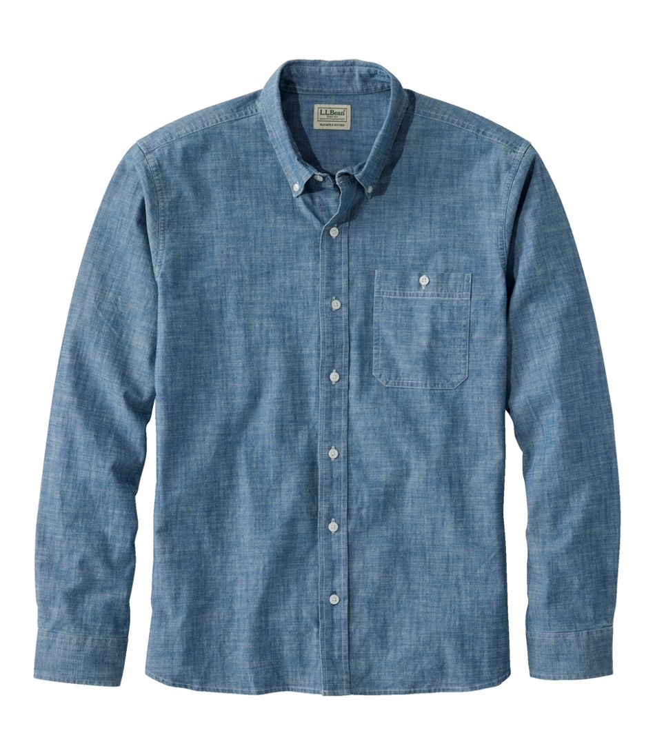 Men's Comfort Stretch® Chambray Shirt, Long-Sleeve, Slightly Fitted Untucked Fit | L.L.Bean