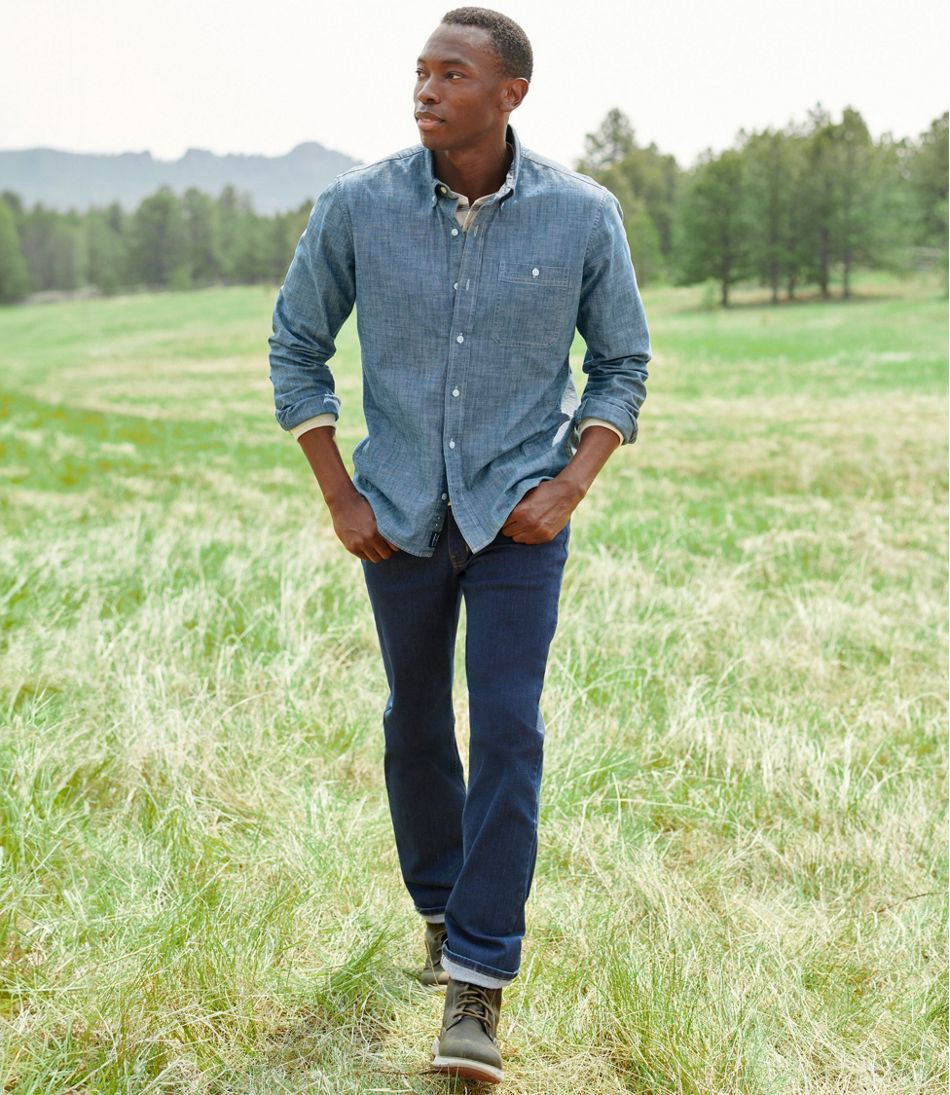Men's Comfort Stretch® Chambray Shirt, Long-Sleeve, Slightly Fitted Untucked Fit | L.L.Bean