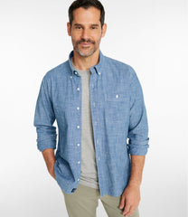 Men's Comfort Stretch® Chambray Shirt, Long-Sleeve, Slightly Fitted Untucked Fit | L.L.Bean