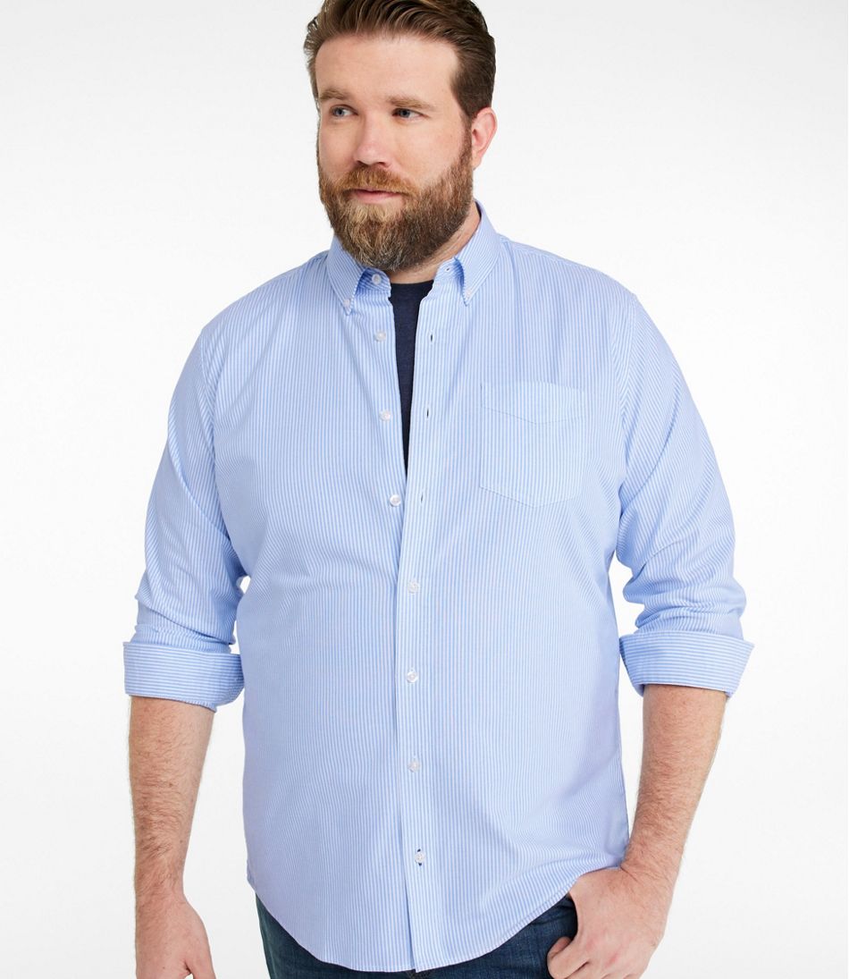 Men's Comfort Stretch Oxford Shirt, Slightly Fitted Untucked Fit, Stripe | L.L.Bean