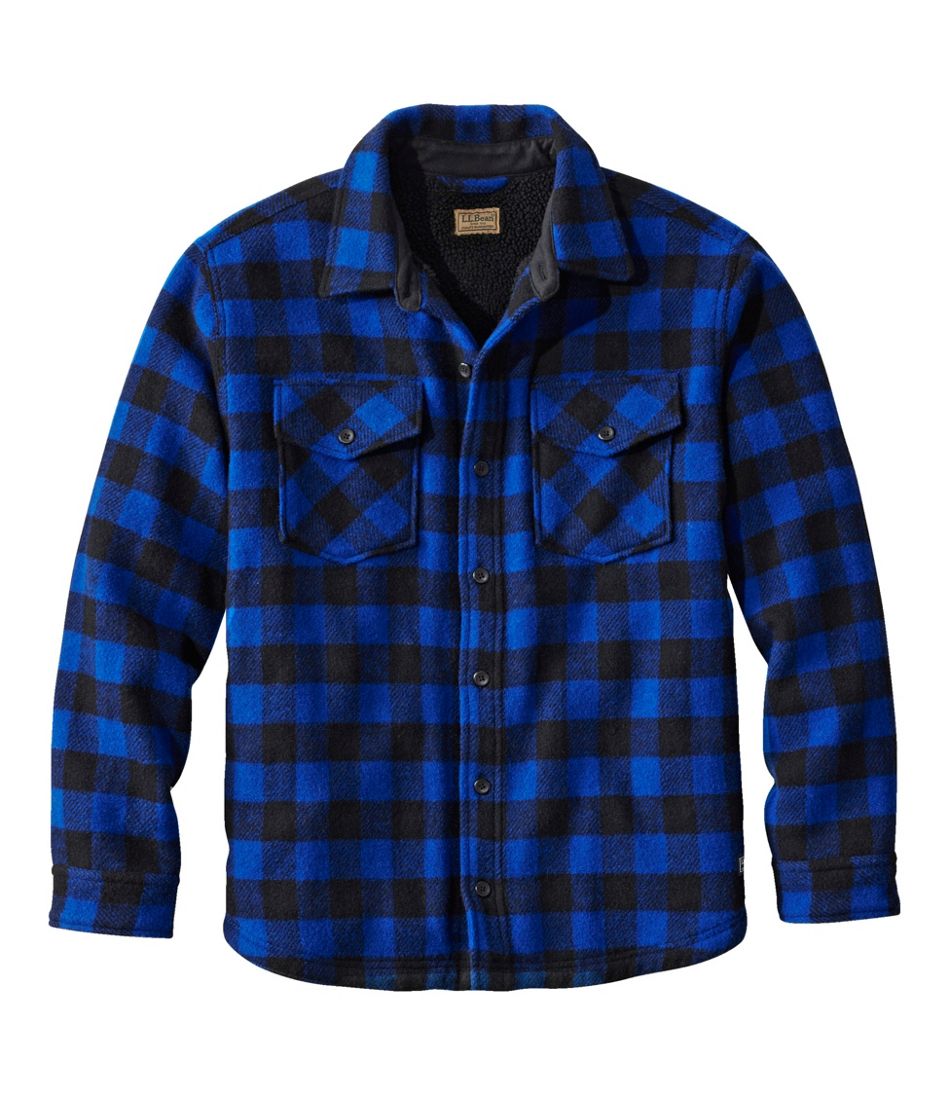 Men's Maine Guide Sherpa Lined Wool Shirt | L.L.Bean
