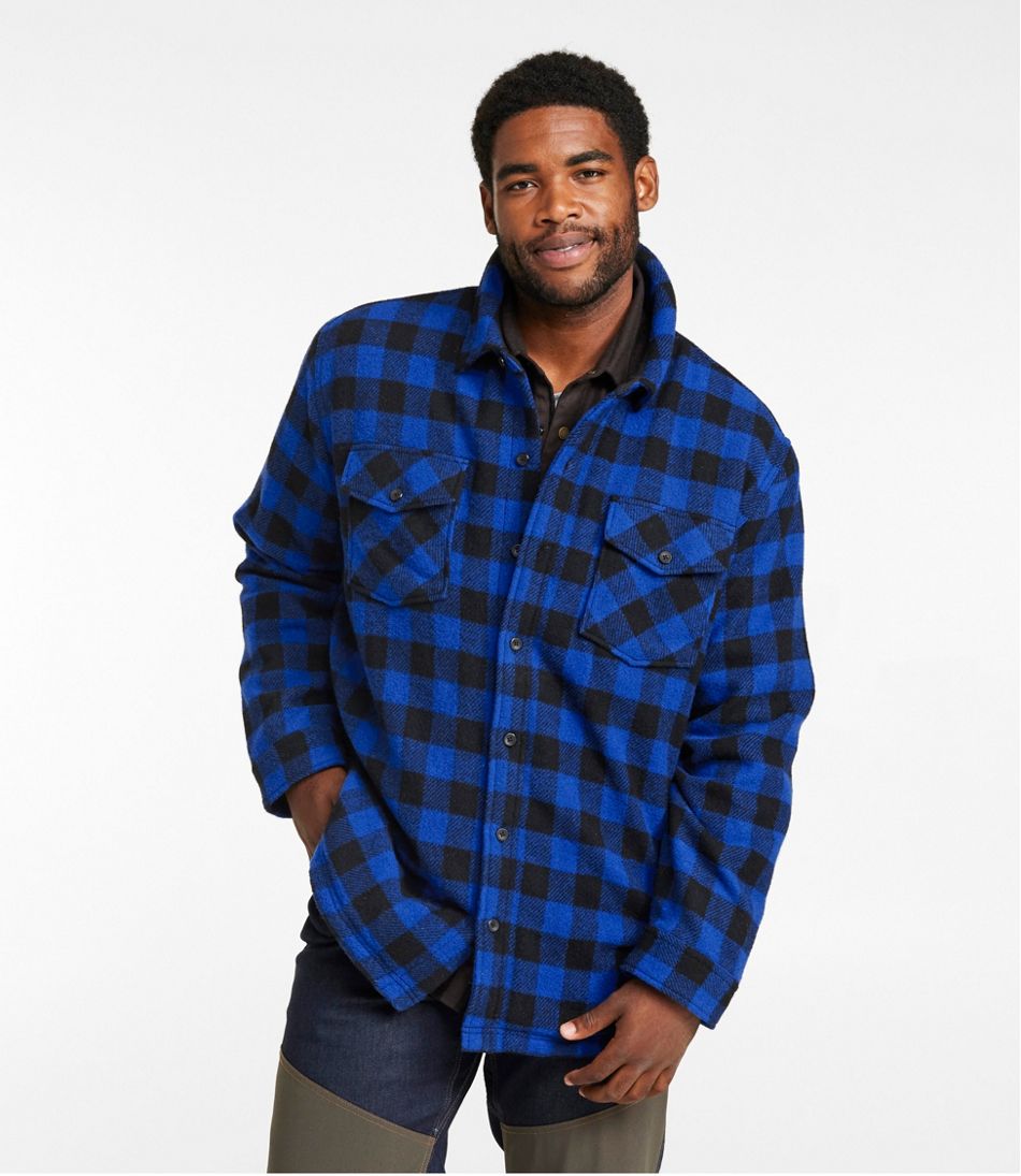 Men's Maine Guide Sherpa Lined Wool Shirt | L.L.Bean