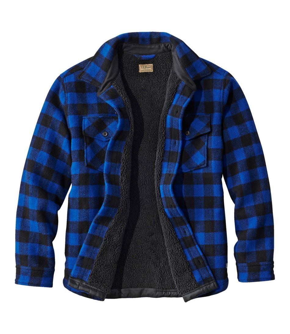 Men's Maine Guide Sherpa Lined Wool Shirt | L.L.Bean