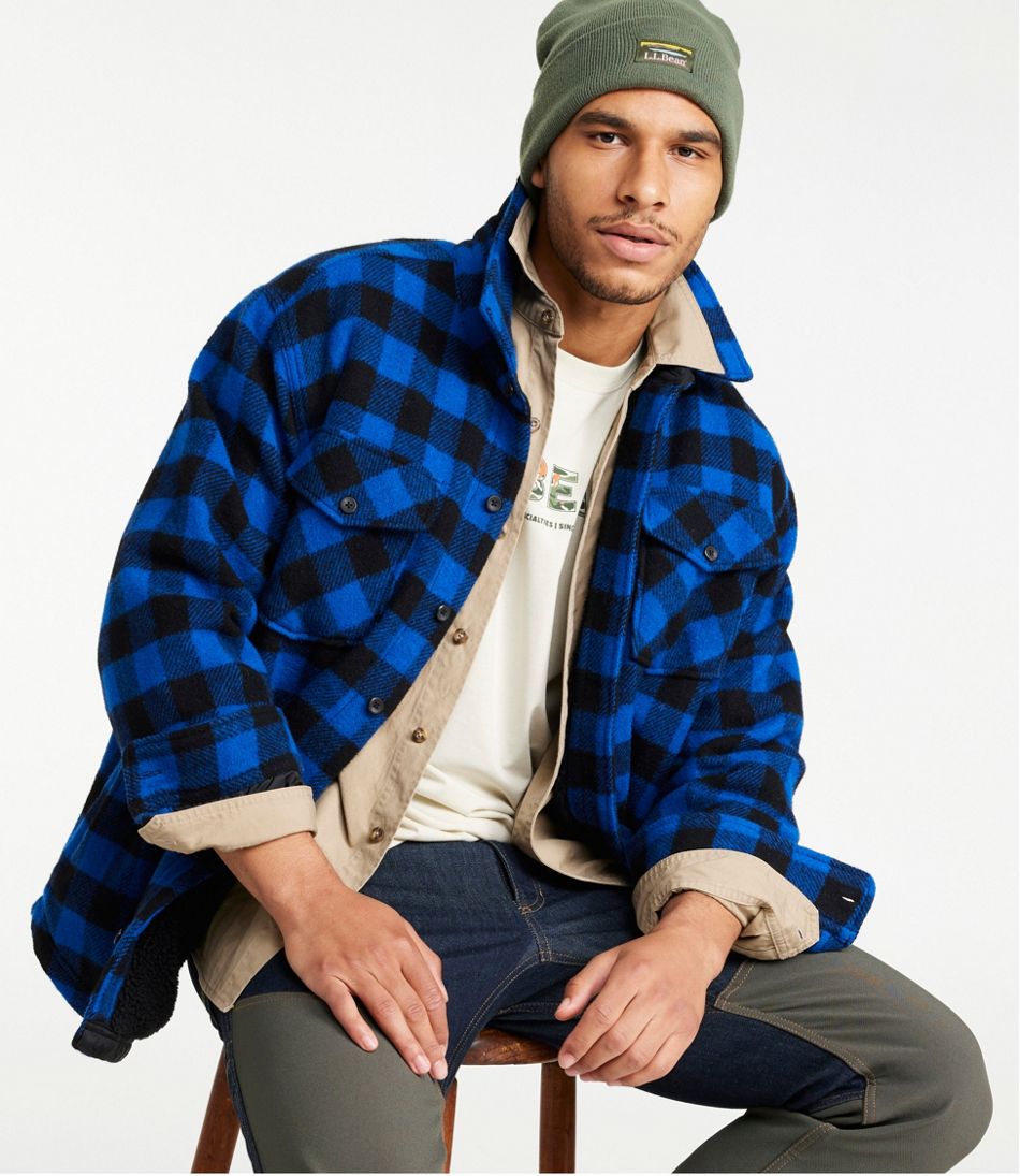 Men's Maine Guide Sherpa Lined Wool Shirt | L.L.Bean