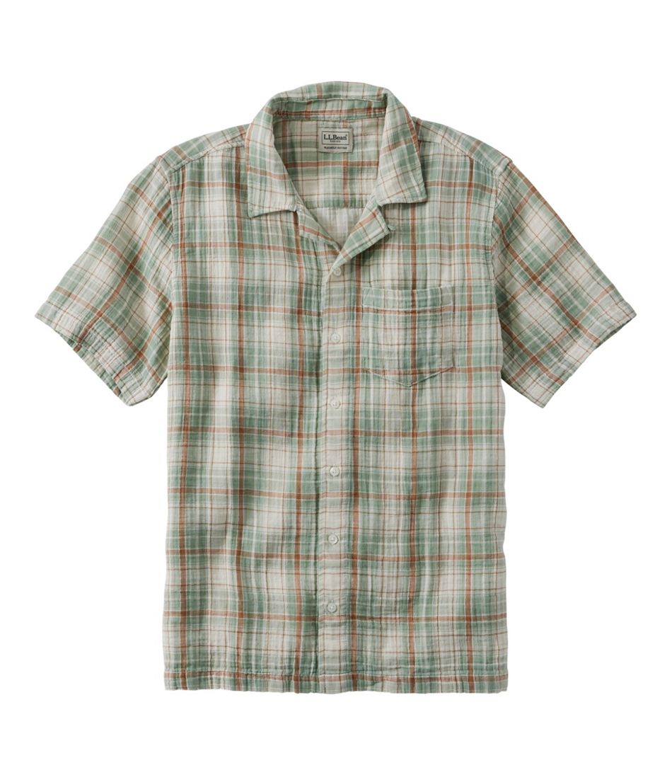 Men's Cloud Gauze Shirt, Short-Sleeve, Slightly Fitted Untucked Fit, Plaid | L.L.Bean