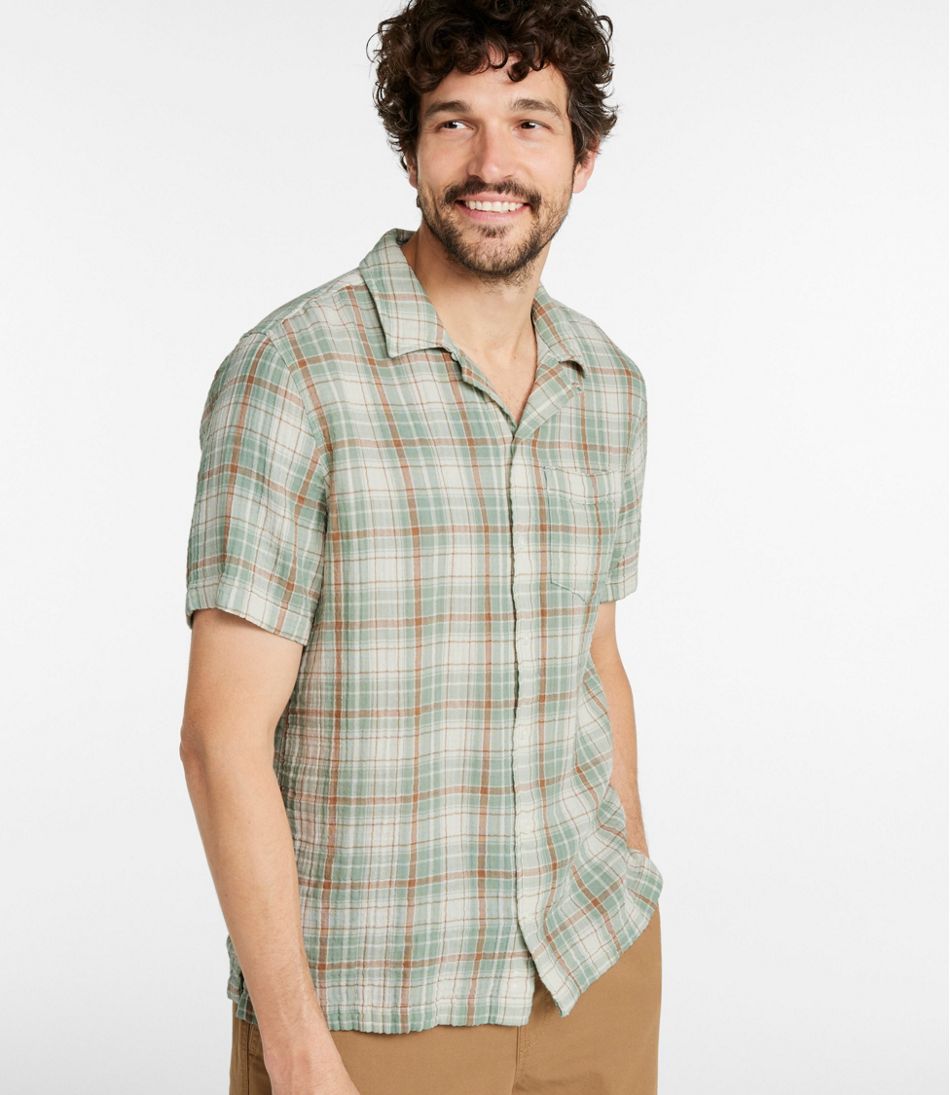 Men's Cloud Gauze Shirt, Short-Sleeve, Slightly Fitted Untucked Fit, Plaid | L.L.Bean