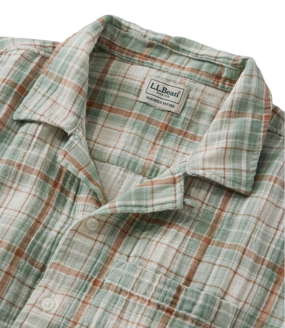 Men's Cloud Gauze Shirt, Short-Sleeve, Slightly Fitted Untucked Fit, Plaid | L.L.Bean