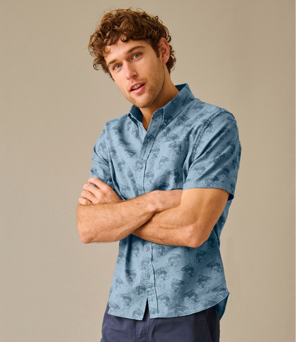 Men's Stonecoast Hemp Shirt, Short-Sleeve, Slightly Fitted Untucked Fit, Print | L.L.Bean