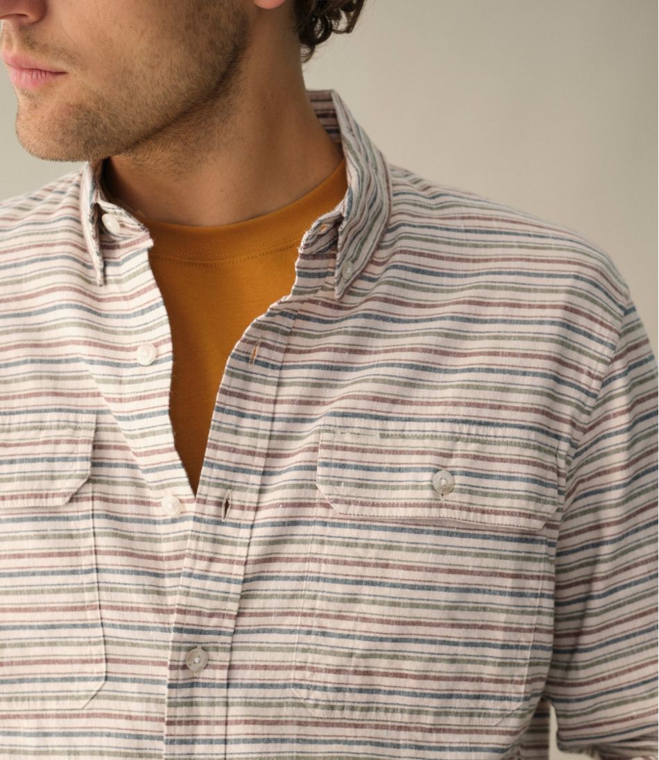 Men's Stonecoast Hemp Shirt, Long-Sleeve, Slightly Fitted Untucked Fit, Stripe | L.L.Bean