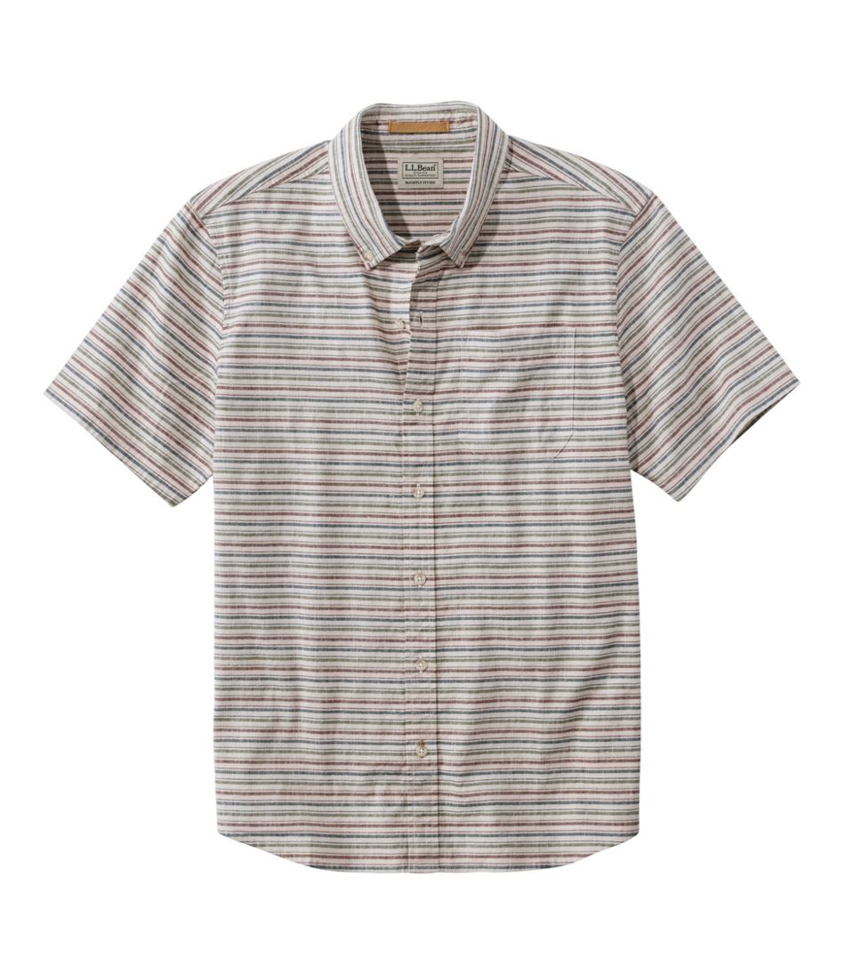 Men's Stonecoast Hemp Shirt, Short-Sleeve, Slightly Fitted Untucked Fit, Stripe | L.L.Bean