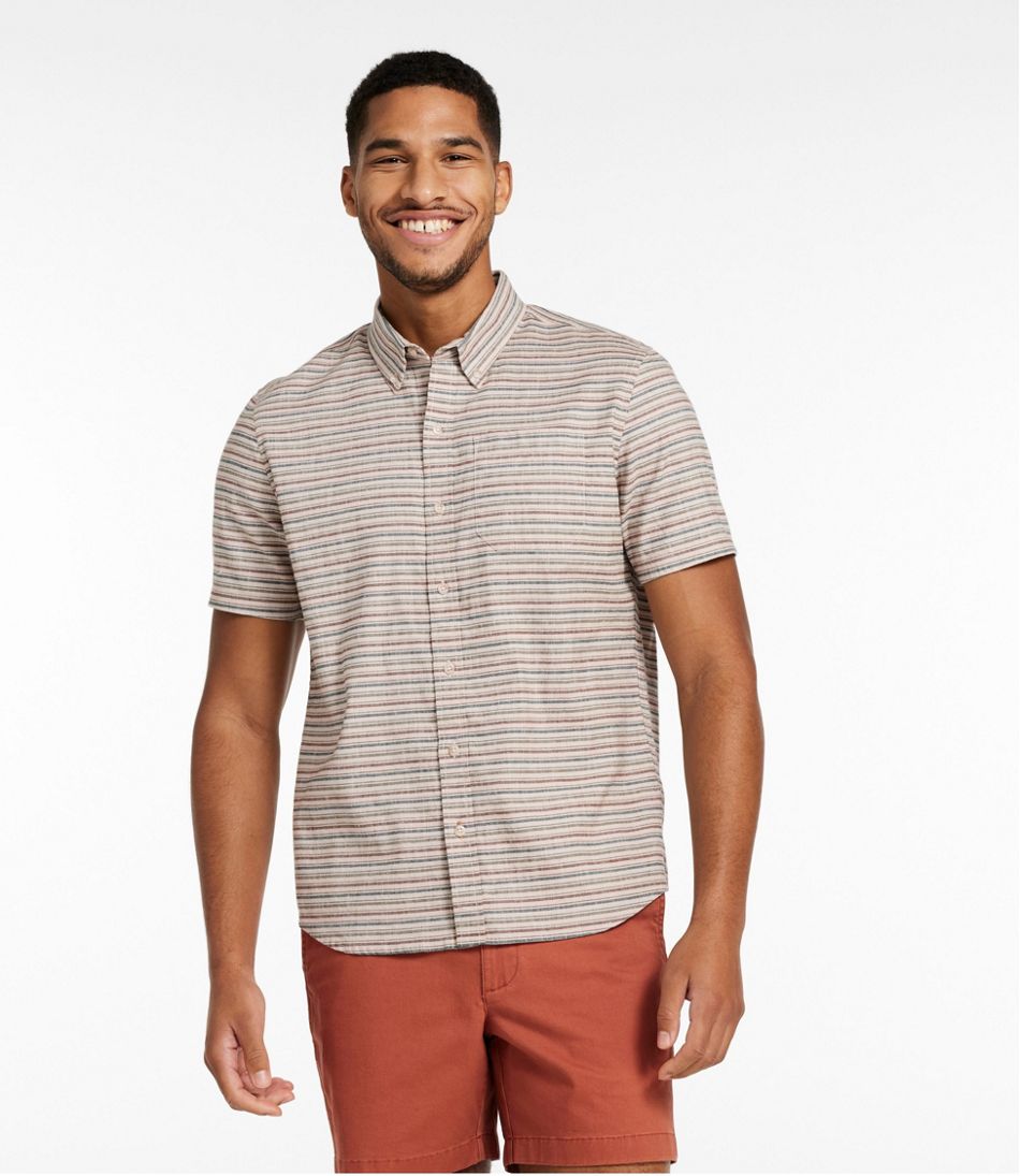 Men's Stonecoast Hemp Shirt, Short-Sleeve, Slightly Fitted Untucked Fit, Stripe | L.L.Bean