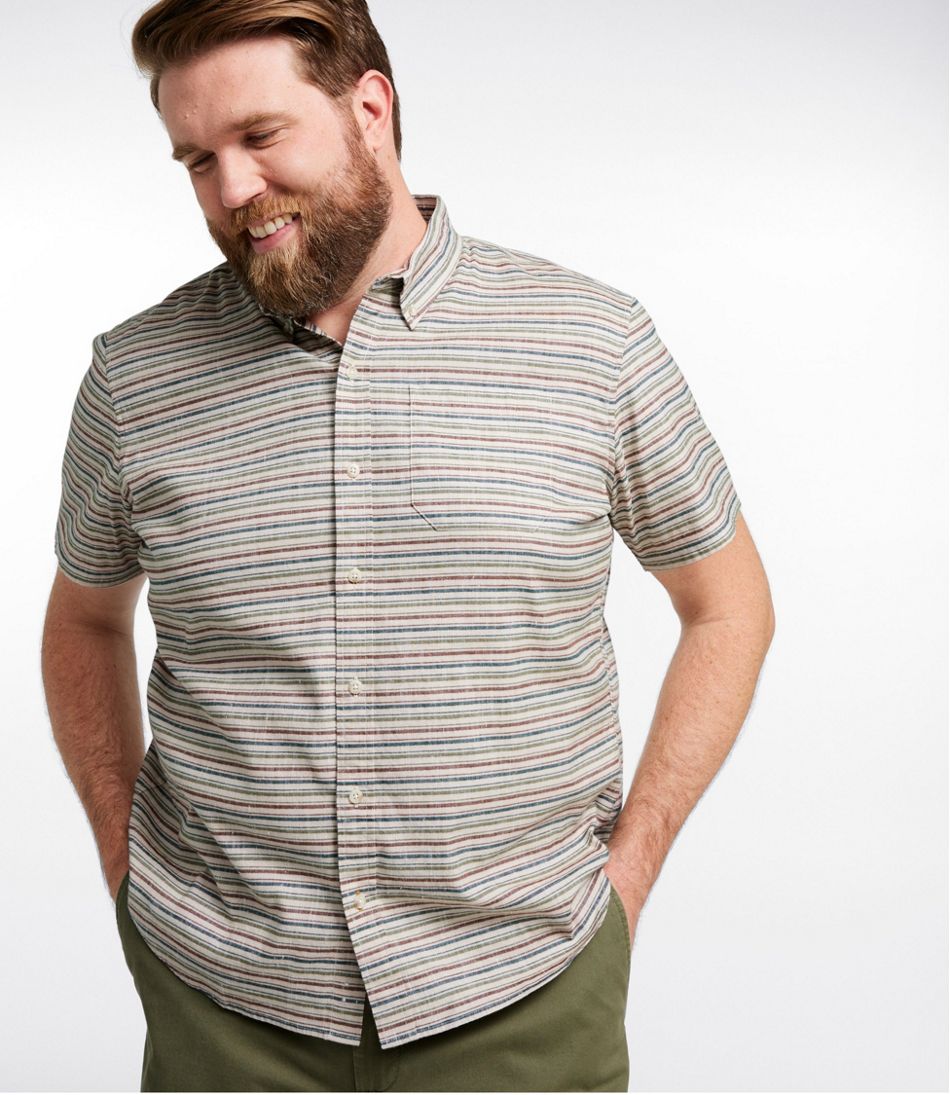 Men's Stonecoast Hemp Shirt, Short-Sleeve, Slightly Fitted Untucked Fit, Stripe | L.L.Bean