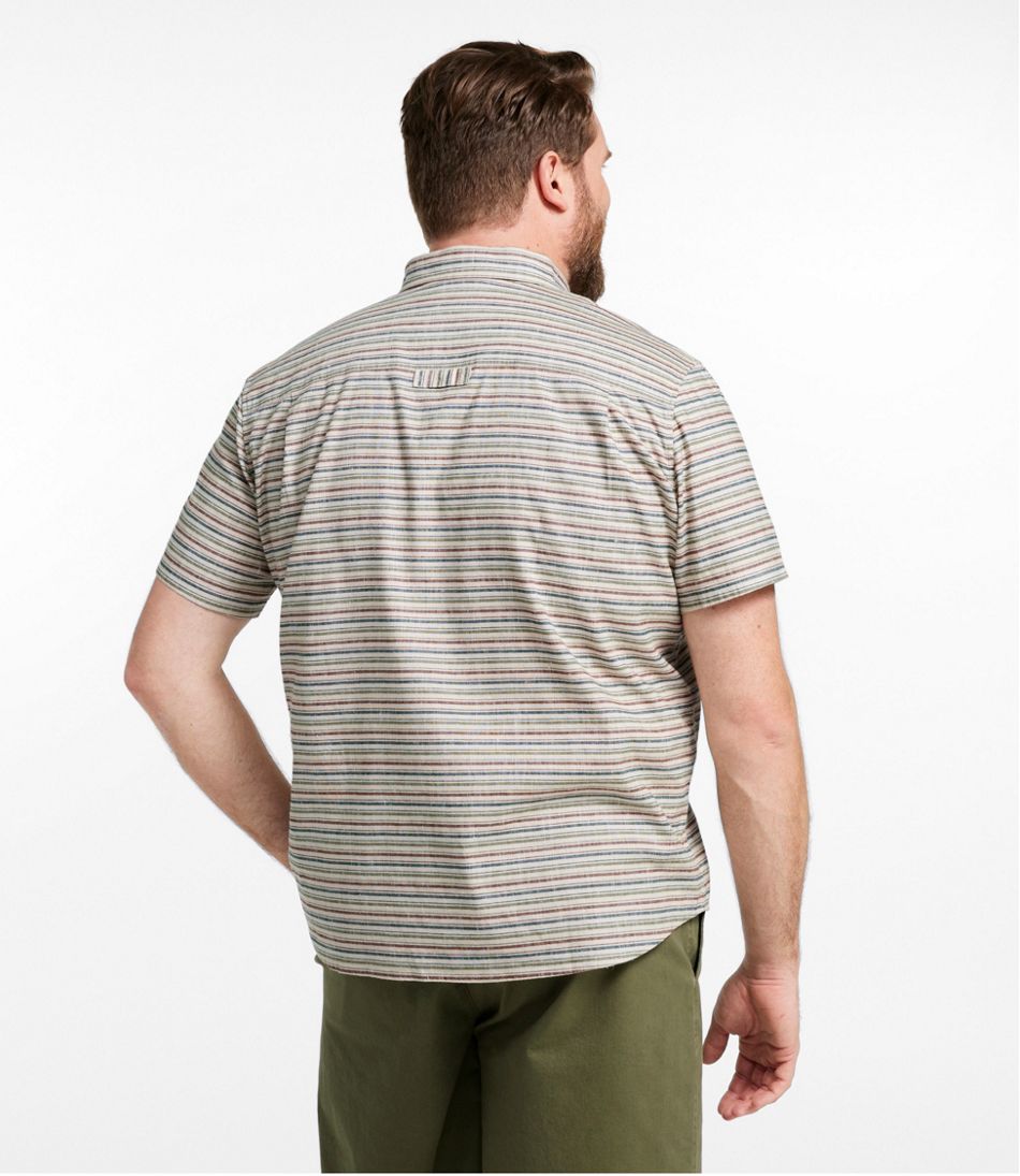 Men's Stonecoast Hemp Shirt, Short-Sleeve, Slightly Fitted Untucked Fit, Stripe | L.L.Bean