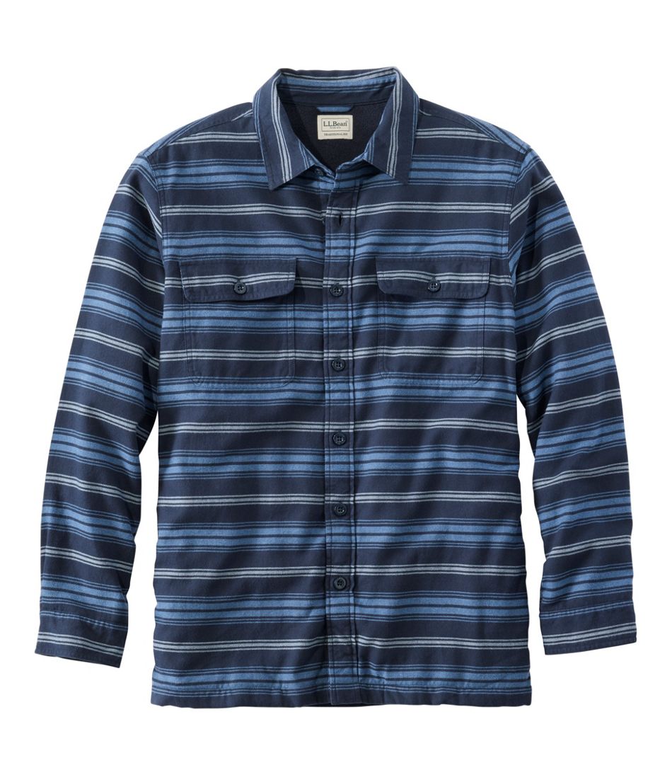 Men's Fleece-Lined Flannel Shirt, Traditional Fit, Stripe | L.L.Bean