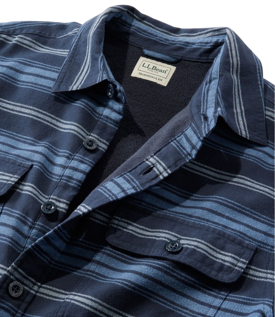 Men's Fleece-Lined Flannel Shirt, Traditional Fit, Stripe | L.L.Bean