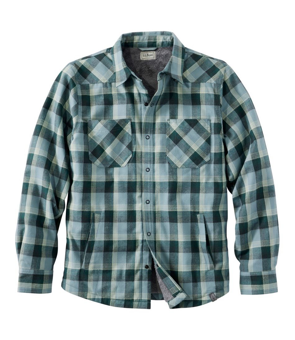 Men's Katahdin Performance Flannel Shirt-Jacket, Hi-Pile Fleece-Lined Plaid | L.L.Bean