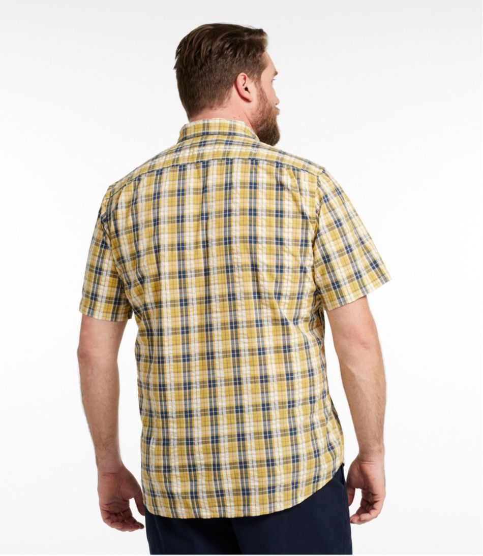 Men's Organic Cotton Seersucker Shirt, Short-Sleeve, Slightly Fitted, Plaid | L.L.Bean