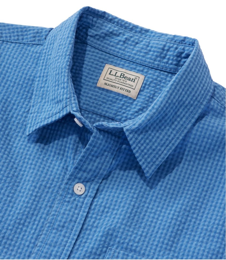 Men's Organic Cotton Seersucker Shirt, Short-Sleeve, Slightly Fitted, Plaid | L.L.Bean