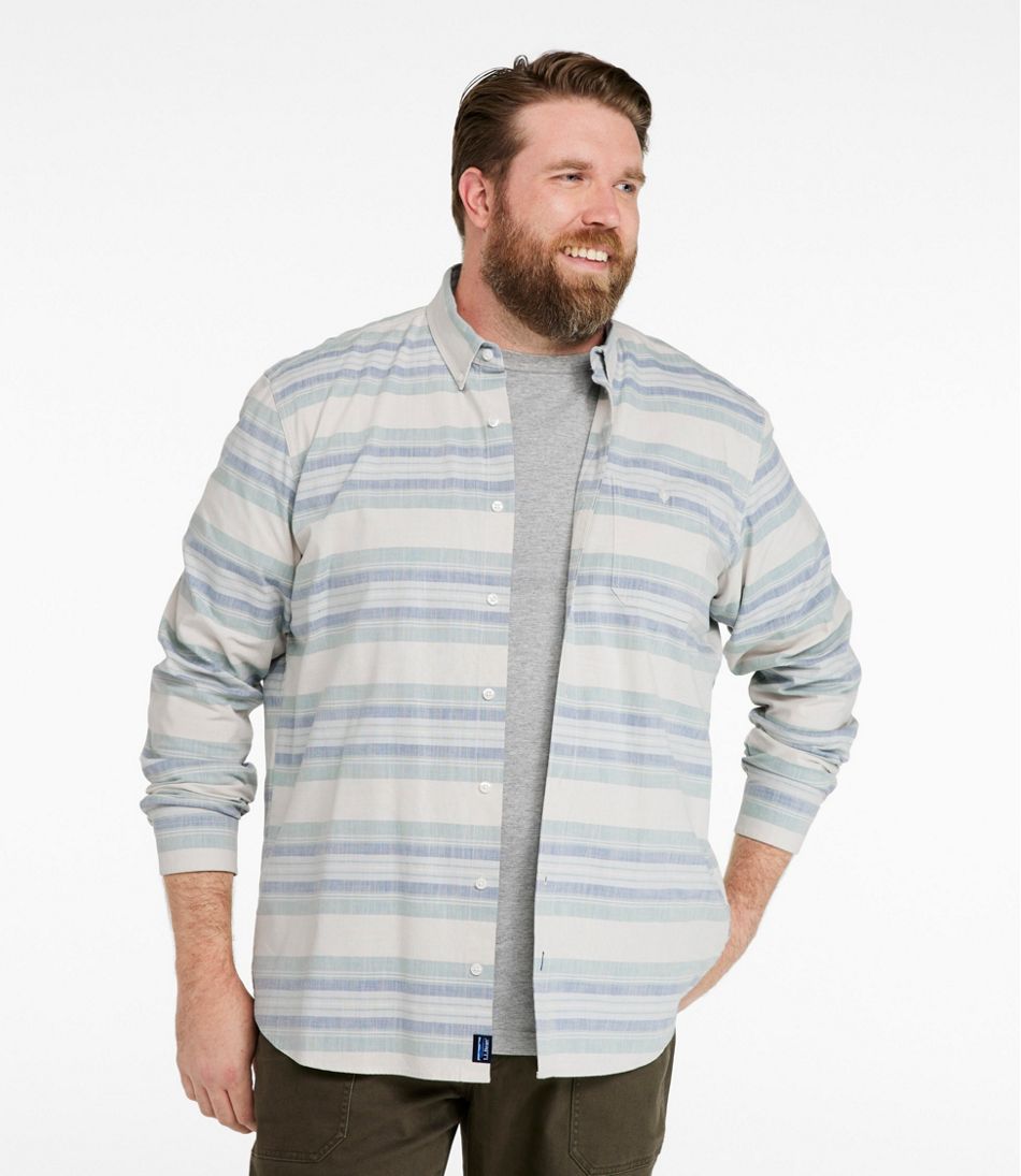Men's Comfort Stretch Chambray Shirt, Traditional Untucked Fit, Long-Sleeve, Stripe | L.L.Bean