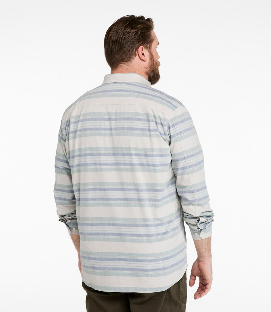 Men's Comfort Stretch Chambray Shirt, Traditional Untucked Fit, Long-Sleeve, Stripe | L.L.Bean