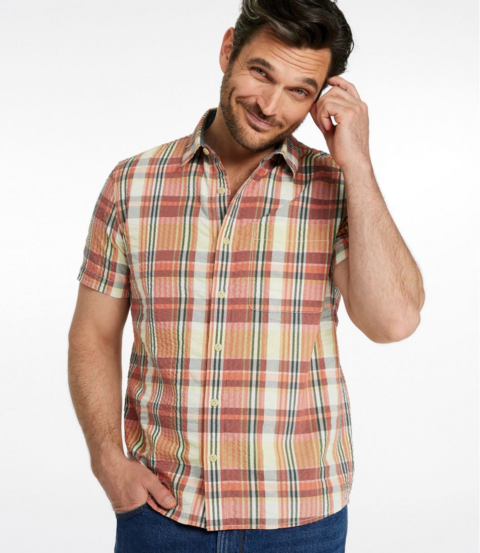Men's Signature Seersucker Madras Shirt, Slightly Fitted, Short-Sleeve | L.L.Bean