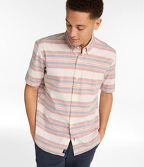 Men's Comfort Stretch Chambray Shirt, Traditional Untucked Fit, Short-Sleeve, Stripe | L.L.Bean