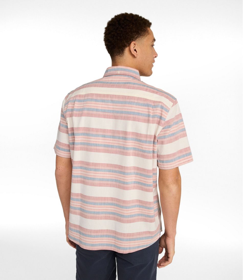 Men's Comfort Stretch Chambray Shirt, Traditional Untucked Fit, Short-Sleeve, Stripe | L.L.Bean