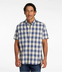 Men's Comfort Stretch® Chambray Shirt, Slightly Fitted Untucked Fit, Short-Sleeve, Plaid | L.L.Bean