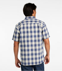 Men's Comfort Stretch® Chambray Shirt, Slightly Fitted Untucked Fit, Short-Sleeve, Plaid | L.L.Bean