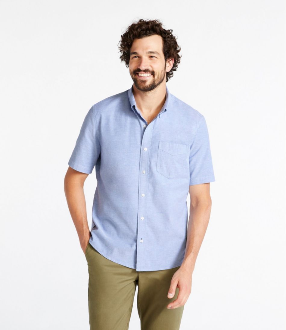 Men's Comfort Stretch® Oxford Shirt, Slightly Fitted Untucked Fit, Short-Sleeve | L.L.Bean