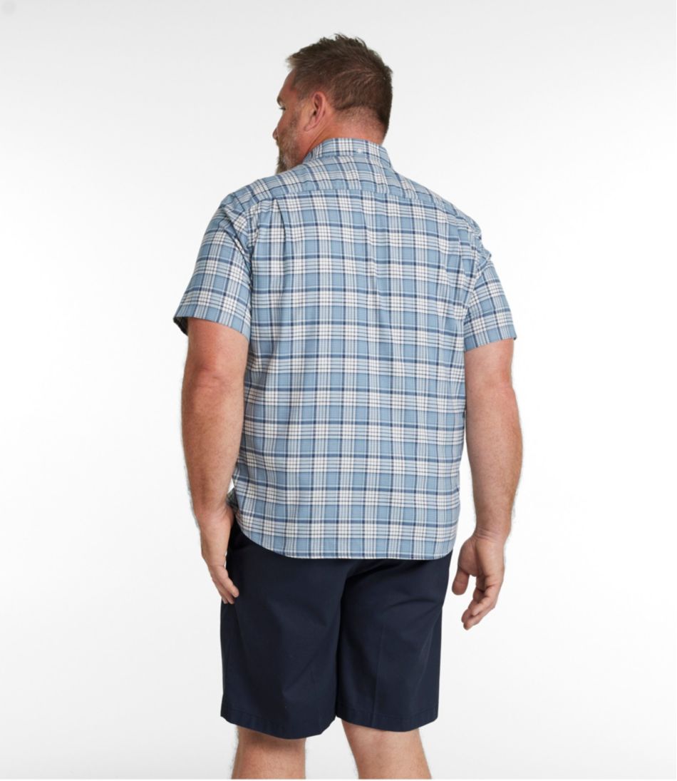 Men's Comfort Stretch® Oxford, Slightly Fitted Untucked Fit, Short-Sleeve, Plaid | L.L.Bean